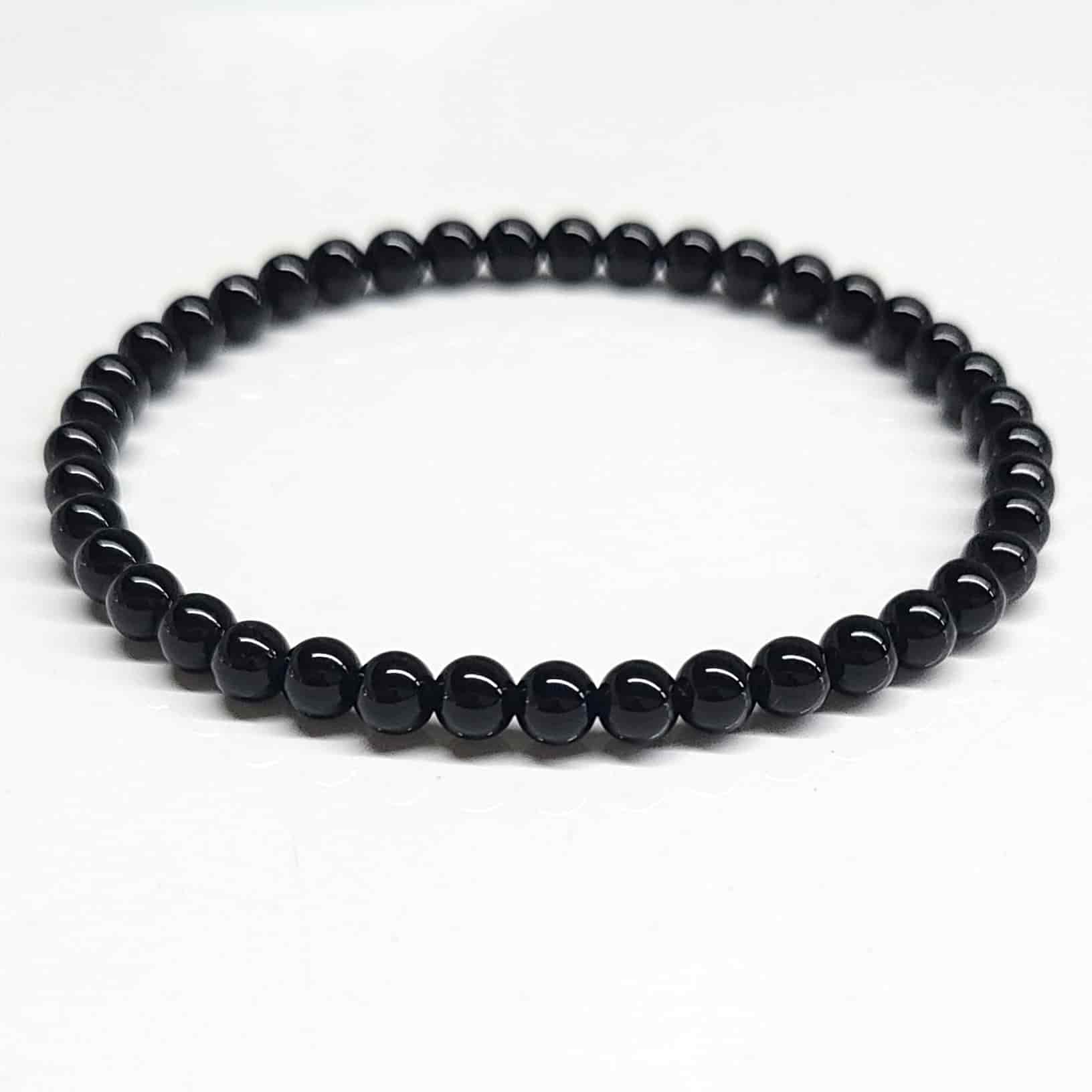 Black Tourmaline Round Bead Bracelet - Protective Filter