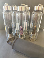 Crystal Infused Stainless Steel & Glass 16oz Water Bottle with Insulation Sleeve