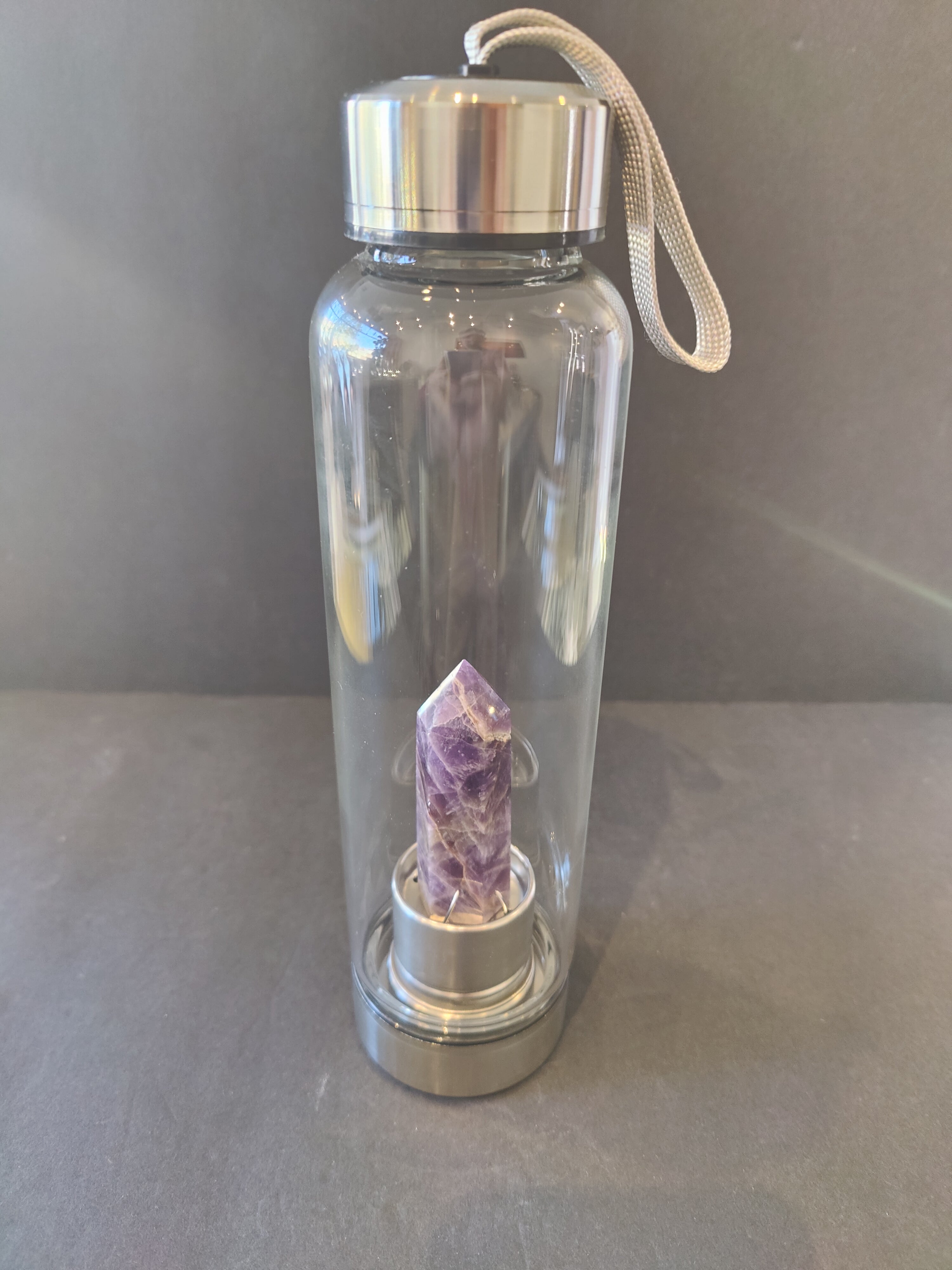 Crystal Infused Stainless Steel & Glass 16oz Water Bottle with Insulation Sleeve