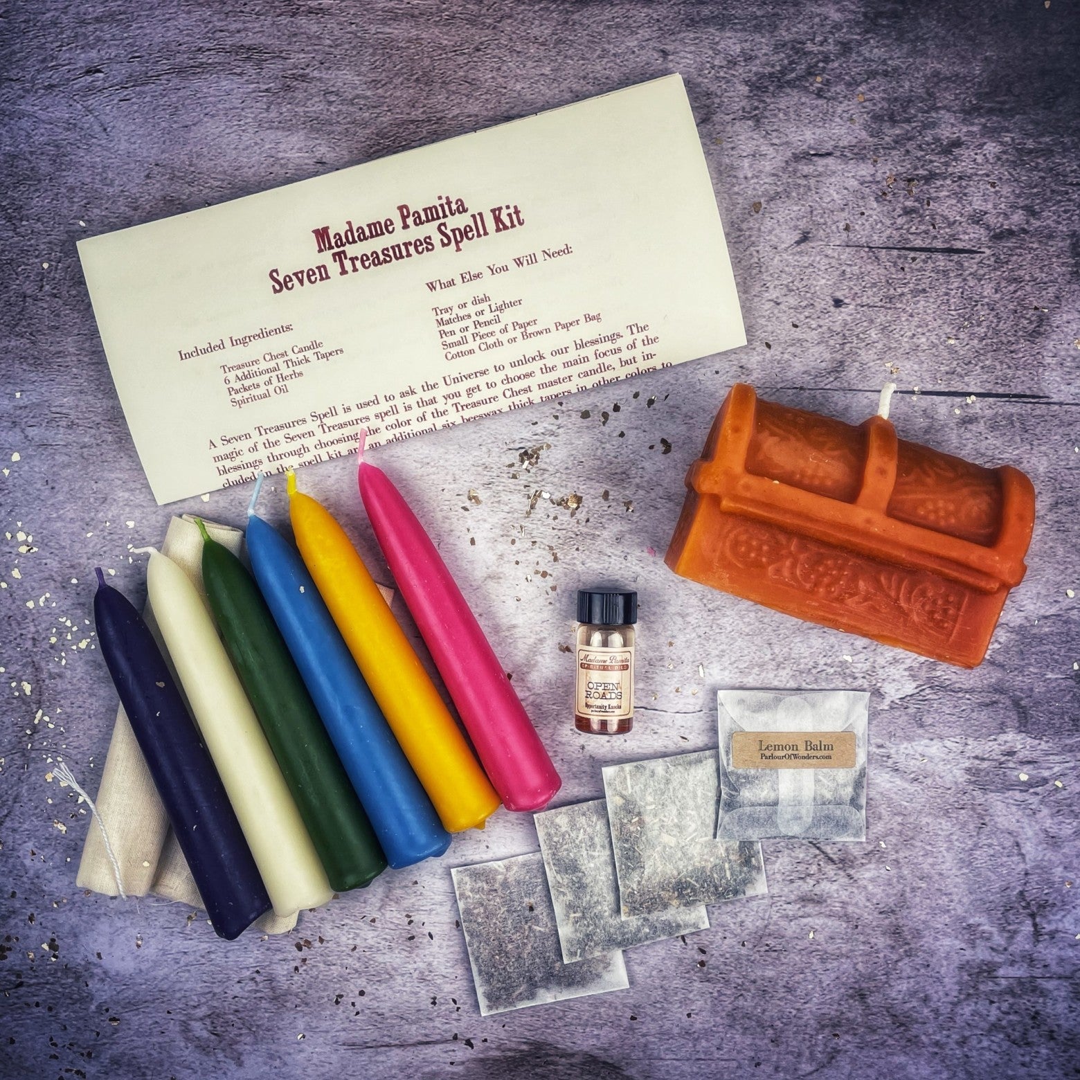 Seven Treasures Candle Spell Kit - Unlock Blessings & Abundance
