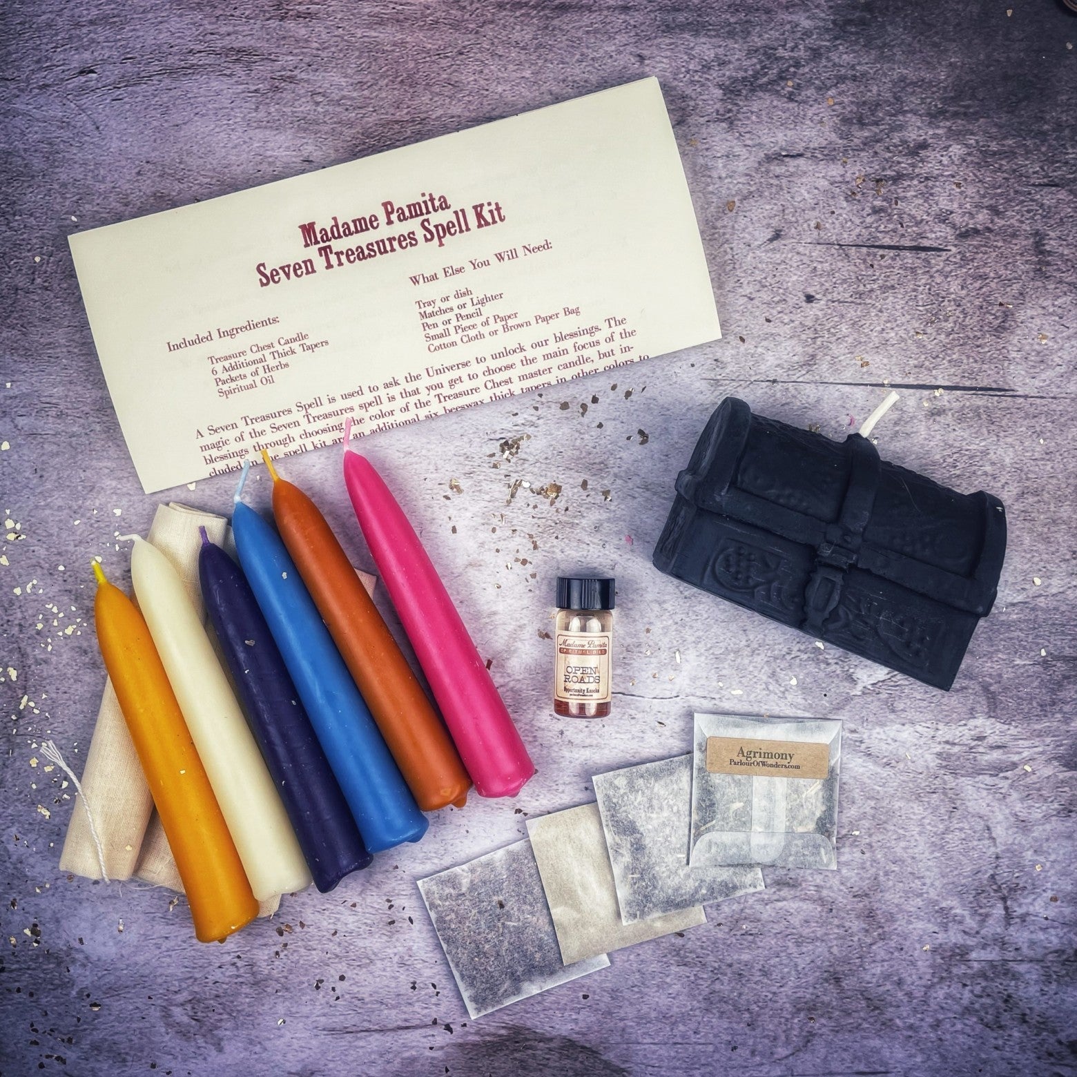 Seven Treasures Candle Spell Kit - Unlock Blessings & Abundance