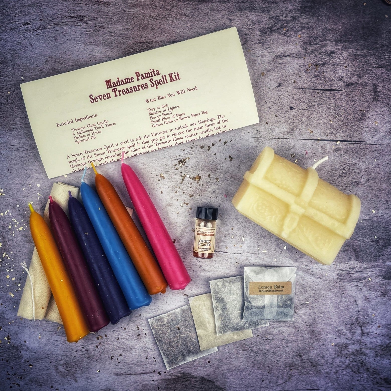 Seven Treasures Candle Spell Kit - Unlock Blessings & Abundance