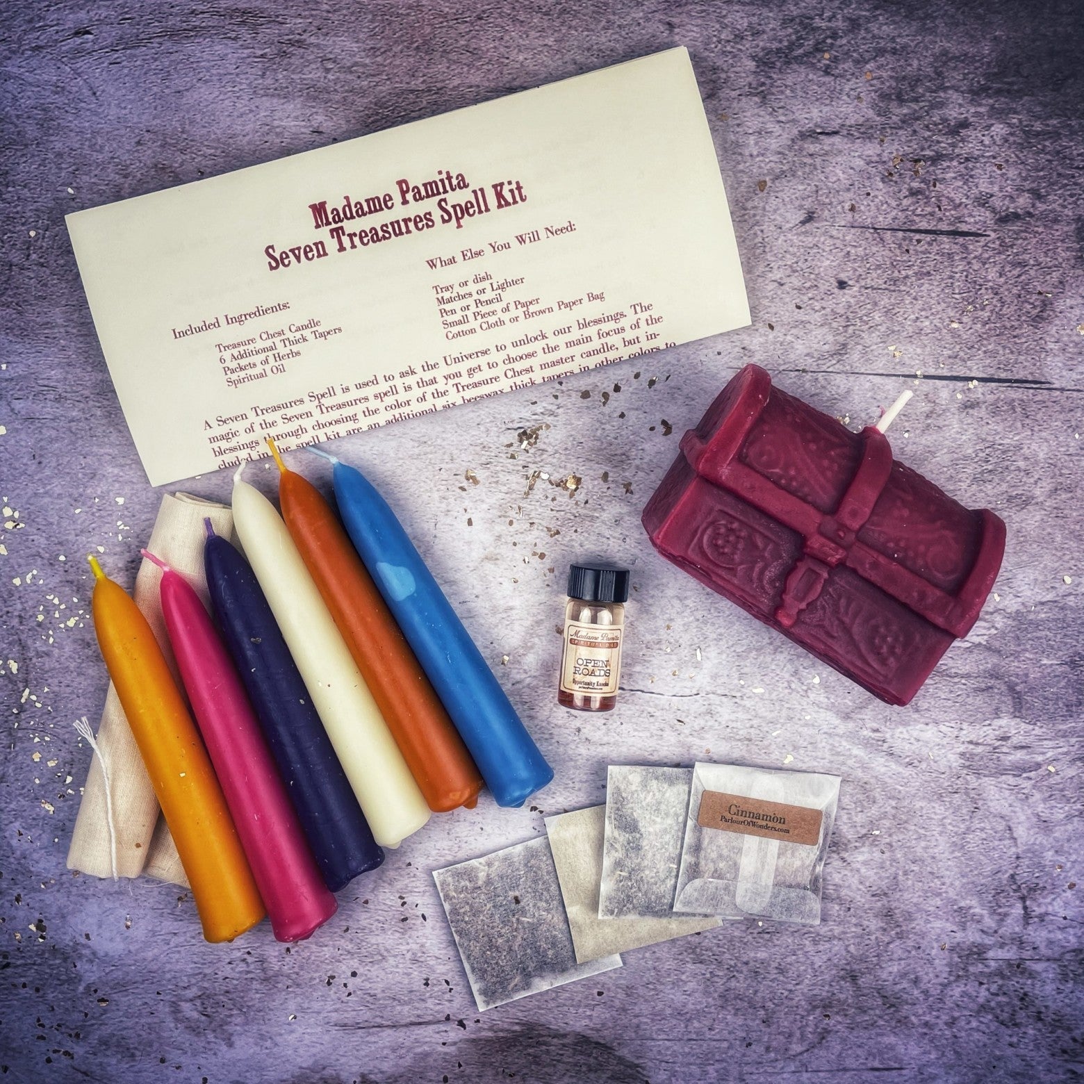 Seven Treasures Candle Spell Kit - Unlock Blessings & Abundance