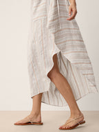 Linen Asymmetric Drawstring Midi Dress NADIA