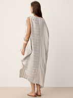 Linen Asymmetric Drawstring Midi Dress NADIA