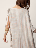 Linen Asymmetric Drawstring Midi Dress NADIA