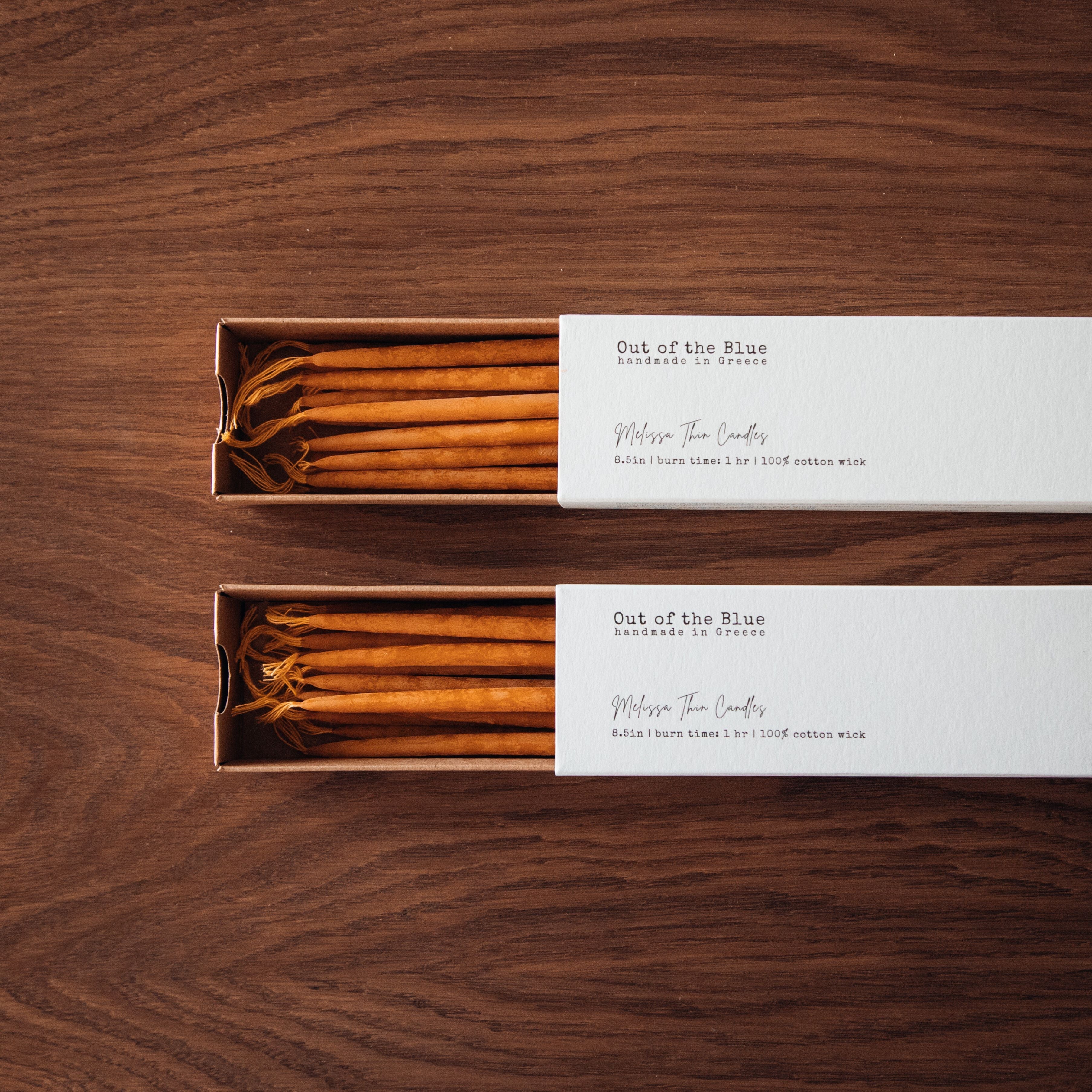 Melissa Beeswax Thin Tapers - Set of 15