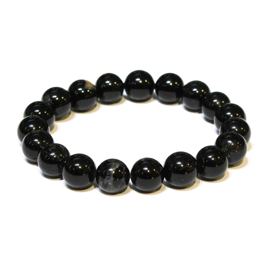 Black Tourmaline Round Bead Bracelet - Protective Filter