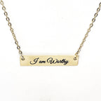 Affirmation Jewelry, I am Worthy Necklace, Encouraging Her, Motivating Her, Strong Woman Gift, Affirmation Necklace, Affirmation Words