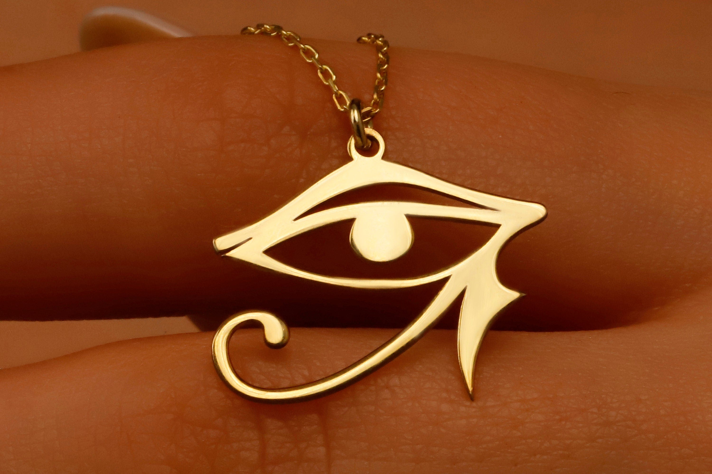 Horus Jewelry Gold Eye of Ra Pendant Necklace - Empower Your Style with Ancient Elegance