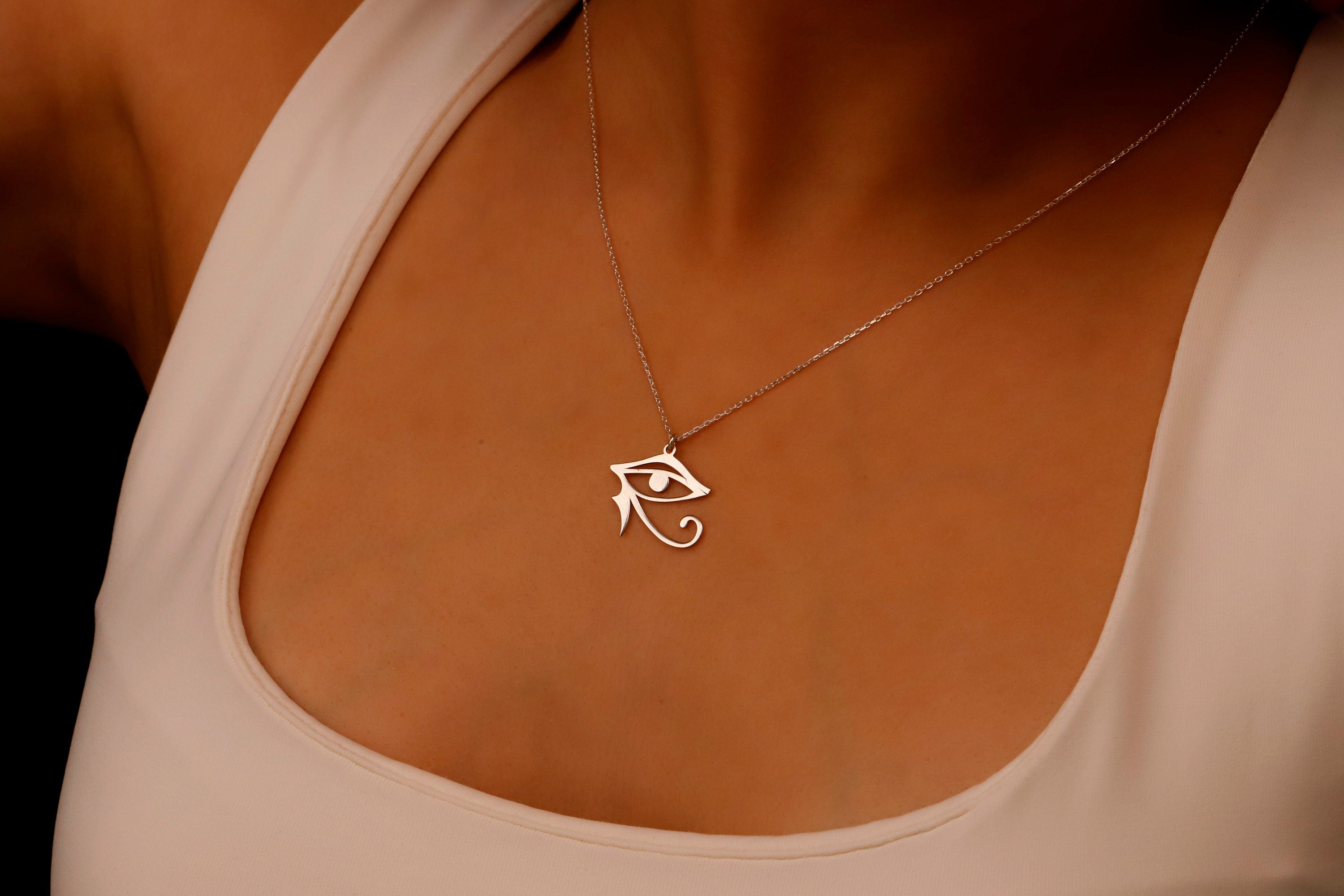 Horus Jewelry Gold Eye of Ra Pendant Necklace - Empower Your Style with Ancient Elegance