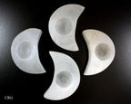 Scratch and Dent Selenite Moon Tea light Candle Holder 4 in (1 Piece)