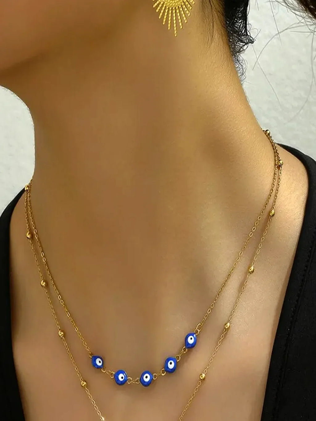 Stainless Steel Resin Necklace and Earrings Jewelry Set